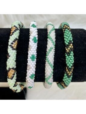 HAND CRAFTED in Nepal Beaded Bracelets
 (set of 4) #214